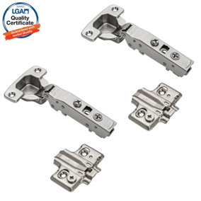 DecorandDecor - 2x Nickel plated Cruciform Plate - CLIP Top Soft Close Cabinet Hinge 110 degrees Full Overlay Mounting Plate