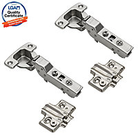 DecorandDecor - 2x Nickel plated Cruciform Plate - Half Overlay Cabinet Hinge Soft Close 110 degrees Mounting Plate Samet CLIP Top