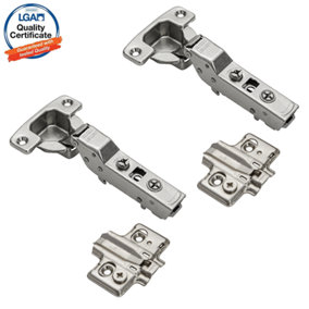DecorandDecor - 2x Nickel plated Cruciform Plate - Half Overlay Cabinet Hinge Soft Close 110 degrees Mounting Plate Samet CLIP Top