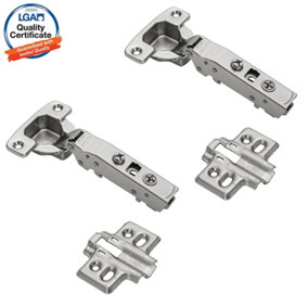 DecorandDecor - 2x Nickel plated Euro Plates - CLIP Top Soft Close Cabinet Hinge 110 degrees Full Overlay Mounting Plate
