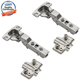 DecorandDecor - 2x Nickel plated Euro Plates - Half Overlay Cabinet Hinge Soft Close 110 degrees Mounting Plate CLIP Top