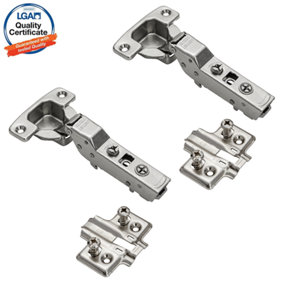 DecorandDecor - 2x Nickel plated Euro Plates - Half Overlay Cabinet Hinge Soft Close 110 degrees Mounting Plate Samet CLIP Top