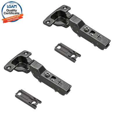 DecorandDecor 2x Nickel plated Horizontal Plates Half Overlay Cabinet Hinge Soft Close 110 degrees Mounting Plate Samet CLIP Top