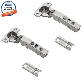 DecorandDecor - 2x Nickel plated Horizontal Plats - CLIP Top Soft Close Cabinet Hinge 110 degrees Full Overlay Mounting Plate