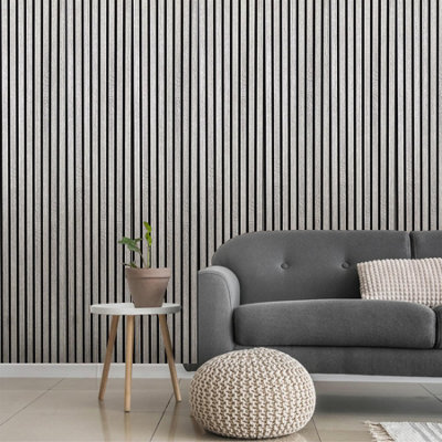 DecorAndDecor - Acoustic Slat Wood Wall Panel - Grey Oak - 2400mm x 600mm