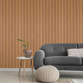 DecorAndDecor - Acoustic Slat Wood Wall Panel - Oak - 1200mm x 600mm