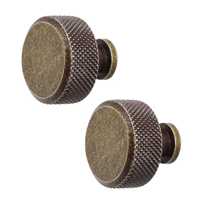 DecorAndDecor - AMELIA Antique Brass Knurled Circular Cabinet Knob Drawer Kitchen Pull Handles - Pair