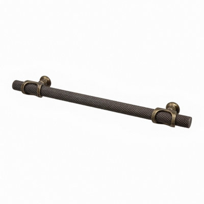 DecorAndDecor - AMELIA Antique Brass Knurled T-Bar Kitchen Cabinet Pull Handles - 224mm - Pair