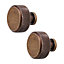 DecorAndDecor - AMELIA Antique Copper Knurled Circular Cabinet Knob Drawer Kitchen Pull Handles - Pair