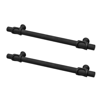 DecorAndDecor - AMELIA Matt Black Knurled T-Bar Kitchen Cabinet Pull Handles - 224mm - Pair