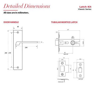 DecorAndDecor - Antique Brass Door Handle Set on Backplate - Internal Door Handle Set - Latch Kit 64mm - Spectra Range