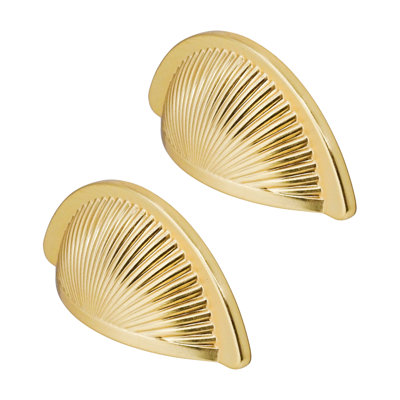 DecorAndDecor - ARRO Gold Half Moon Shaker Cup Cabinet Knob Drawer Cupboard Kitchen Pull Handles  - Pair