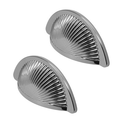 DecorAndDecor - ARRO Polished Nickel Black Half Moon Shaker Cup Cabinet Knob Drawer Cupboard Kitchen Pull Handles - Pair