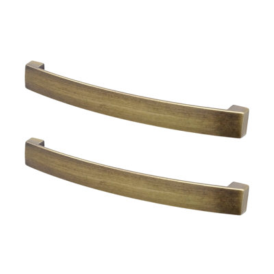 DecorAndDecor - ASTERIA Antique Brass Flat Bow Kitchen Cabinet Drawer Cupboard Pull Door Handles - 224mm - Pair