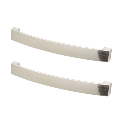 DecorAndDecor - ASTERIA Brushed Nickel Flat Bow Kitchen Cabinet Drawer Cupboard Pull Door Handles - 160mm - Pair
