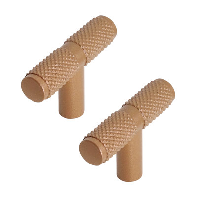 DecorAndDecor - AURELIA Matt Bronze Knurled T-bar Cabinet Knob Drawer Cupboard Kitchen Pull Handles - Pair