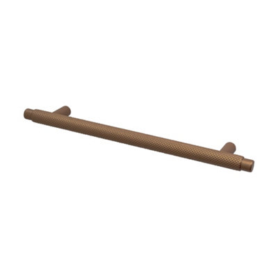 DecorAndDecor - AURELIA Matt Bronze Modern Knurled Round T-bar Kitchen Cabinet Drawer Cupboard Pull Handles - 224mm - Pair