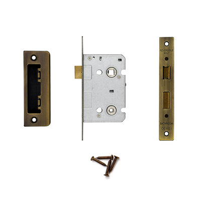 DecorAndDecor - Bathroom Mortice Lock - 64mm - Florentine Bronze
