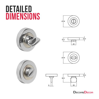 Colours Lantic Matt Stainless steel Bathroom Turn & release lock