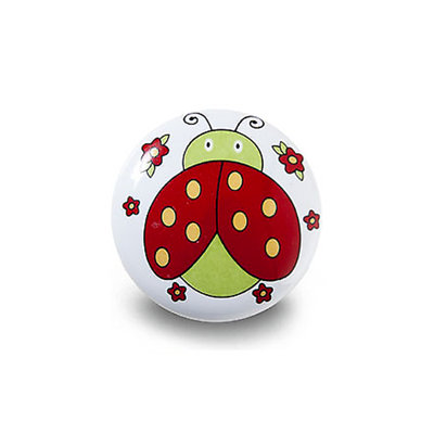DecorAndDecor - BIMBA Kids Ladybug Ceramic Decorative Cupboard Drawer Knobs Porcelain - Pair