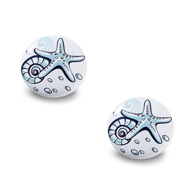 DecorAndDecor - BIMBA Kids Starfish Ceramic Decorative Cupboard Drawer Knobs Porcelain - Pair