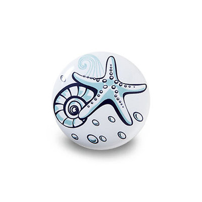 DecorAndDecor - BIMBA Kids Starfish Ceramic Decorative Cupboard Drawer Knobs Porcelain - Pair