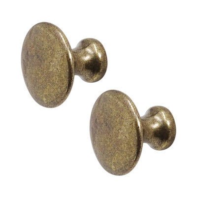 DecorAndDecor - CALICO Antique Brass Round Cabinet Knob Drawer Knob - Pair