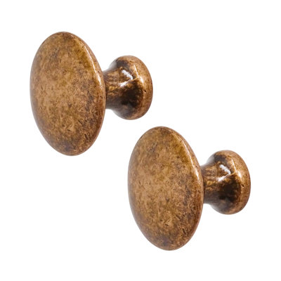 DecorAndDecor - CALICO Antique Copper Round Cabinet Knob Drawer Knob - Pair