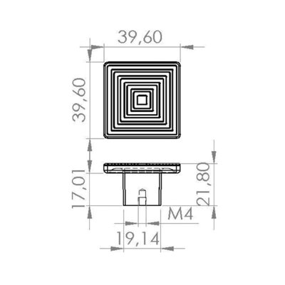 DecorAndDecor - CARINA Matt Black and Rose Decorative Square Modern Cabinet Drawer Knob - Pair