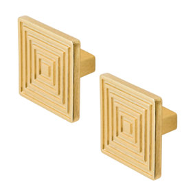 DecorAndDecor - CARINA Matt Gold Decorative Square Modern Cabinet Drawer Knob - Pair
