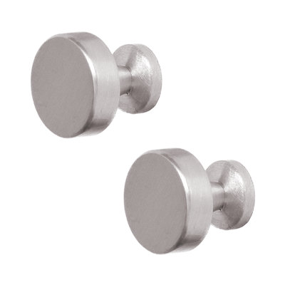 DecorAndDecor - CARNA Brushed Nickel Solid Round Kitchen Cabinet Drawer Cupboard Pull Knob - Pair