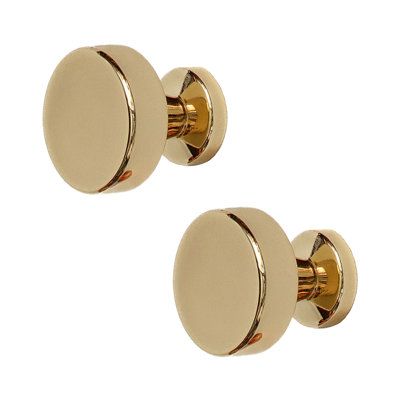 DecorAndDecor - CARNA Matt Gold Solid Round Kitchen Cabinet Drawer Cupboard Pull Knob - Pair