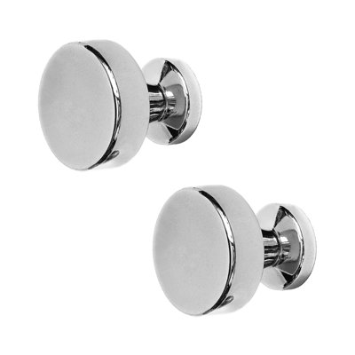 DecorAndDecor - CARNA Polished Nickel Solid Round Kitchen Cabinet Drawer Cupboard Pull Knob - Pair