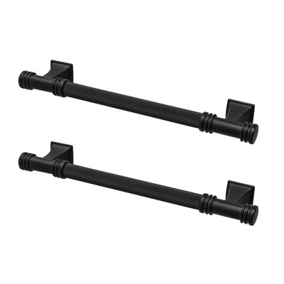 DecorAndDecor - COLLIER Matt Black Traditional Solid Luxury Kitchen Cabinet Drawer Cupboard Handle - 128mm - Pair