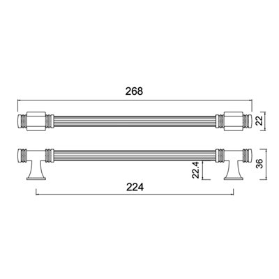 DecorAndDecor - COLLIER Matt Black Traditional Solid Luxury Kitchen Cabinet Drawer Cupboard Handle - 224mm - Pair