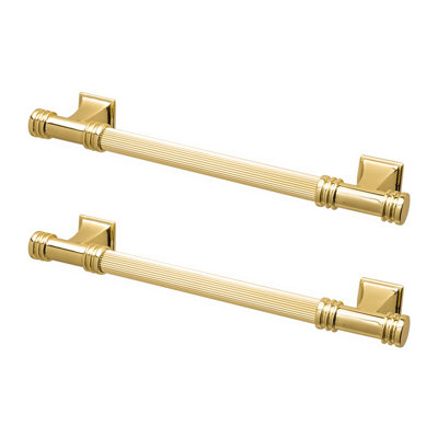 DecorAndDecor - COLLIER Matt Gold Traditional Solid Luxury Kitchen Cabinet Drawer Cupboard Handle - 128mm - Pair