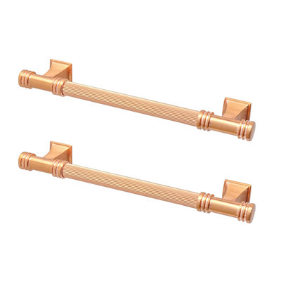 DecorAndDecor - COLLIER Matt Rose Traditional Solid Luxury Kitchen Cabinet Drawer Cupboard Handle - 128mm - Pair