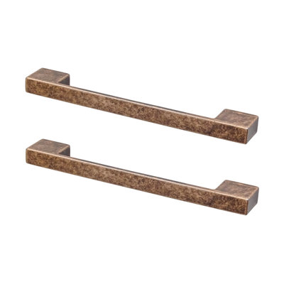 DecorAndDecor - DIMORA Antique Copper Modern Slimline D Shape Kitchen Cabinet Drawer Cupboard Pull Handles - 96/128mm - Pair
