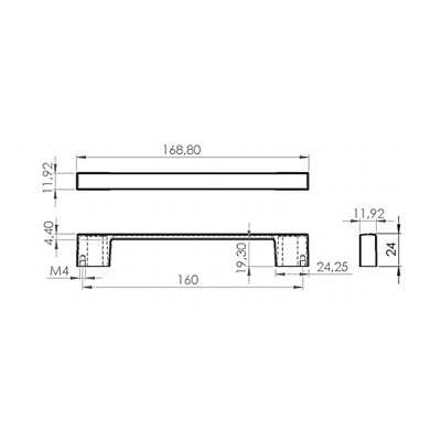 DecorAndDecor - DIMORA Brushed Chrome Modern Slimline D Shape Kitchen Cabinet Drawer Cupboard Pull Handles - 160mm - Pair