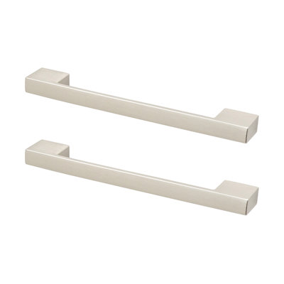 DecorAndDecor - DIMORA Brushed Chrome Modern Slimline D Shape Kitchen Cabinet Drawer Cupboard Pull Handles - 96/128mm - Pair