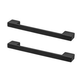 DecorAndDecor - DIMORA Matt Black Modern Slimline D Shape Kitchen Cabinet Drawer Cupboard Pull Handles - 160mm - Pair