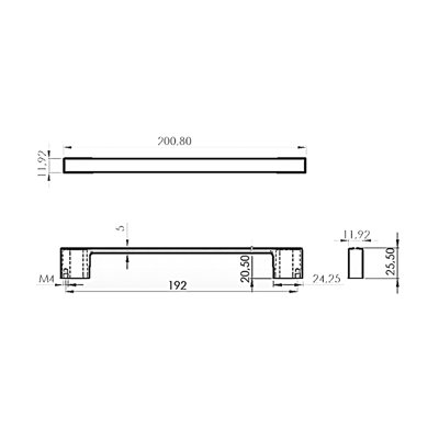 DecorAndDecor - DIMORA Matt Black Modern Slimline D Shape Kitchen Cabinet Drawer Cupboard Pull Handles - 192mm - Pair