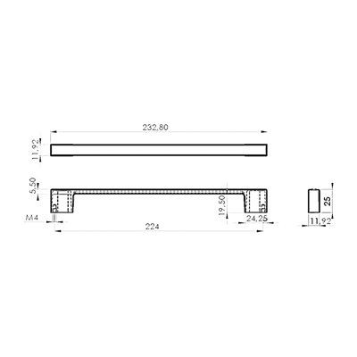 DecorAndDecor - DIMORA Matt Rose Modern Slimline D Shape Kitchen Cabinet Drawer Cupboard Pull Handles - 224mm - Pair