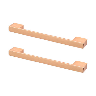 DecorAndDecor - DIMORA Matt Rose Modern Slimline D Shape Kitchen Cabinet Drawer Cupboard Pull Handles - 96/128mm - Pair
