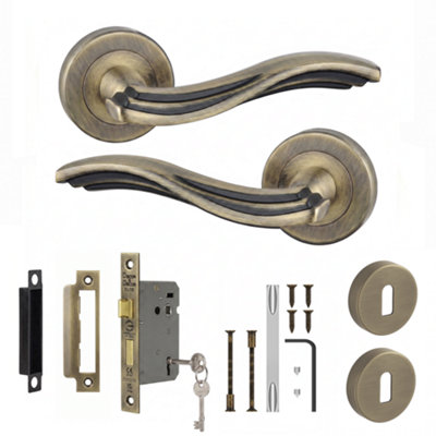 DecorAndDecor - Door Handle Set - Antique Brass Internal Door Handle ...