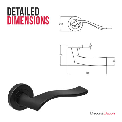 DecorAndDecor - Door Handle Set - Black Bathroom Door Handle With Lock ...