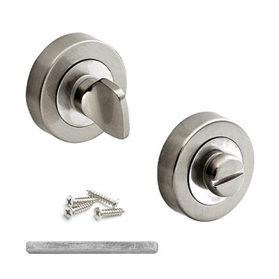 DecorAndDecor - Door Handle Set - Nickel Bathroom Door Handle With Lock - Nickel Internal Door ...