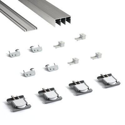 DecorAndDecor E-Slide Sliding Wardrobe Door Track Gear Kit - 1200mm - 2 Doors