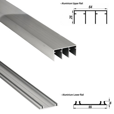 DecorAndDecor E-Slide Sliding Wardrobe Door Track Gear Kit - 1200mm - 2 Doors