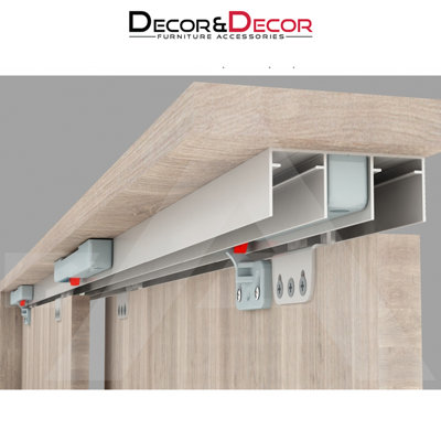 DecorAndDecor E-Slide Sliding Wardrobe Door Track Gear Kit - 1200mm - 2 Doors